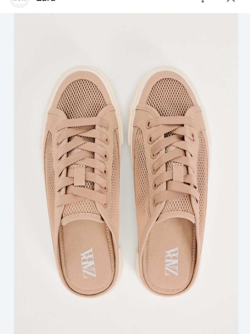 ZARA Dusty Rose Mesh Lace-Up Sneakers
